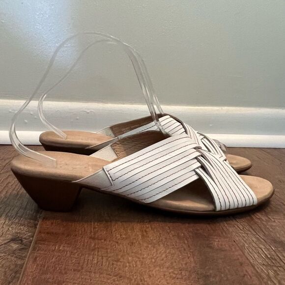 Munro Kelsey Open-Toe Sandal, Slide, White Leather, 2 inch heel, Size 10 N - Picture 3 of 13